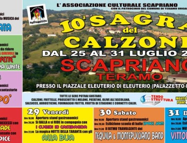 Scapriano di Teramo - 10 Sagra Del Calzone dal Lunedì 25 al  31 Luglio 2016