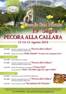 Casale San Nicola - SAGRA DELLA PECORA ALLA CALLARA dal 13 al 15 agosto 2016 