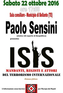 "ISIS: MANDANTI, REGISTI E ATTORI DEL TERRORISMO INTERNAZIONALE" 22 OTTOBRE 2016