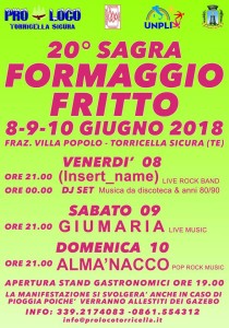Villa Popolo - SAGRA DEL FORMAGGIO FRITTO dal 8 al 10 giugno 2018 